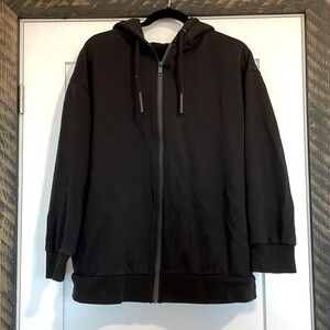 Black oversized zipper hoodie